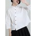 Fine White Peter Pan Collar Button Summer Blouse Tops