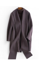 boutique Loose length long sleeve outwear dark gray pockets Woolen Coat Women