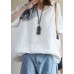 Organic White V Neck Print asymmetrical design Fall Half Sleeve Shirt Tops