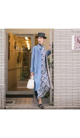 Fine blue wool coat for woman trendy plus size two ways to wear winter jackets embroidery coats