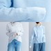 Cozy winter light blue knit sweat tops fashion long sleeve clothes