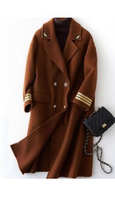 Fashion chocolate wool overcoat trendy plus size long Notched coat back side open coats