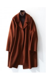 boutique brown Woolen Coat Women trendy plus size Jackets & Coats straight coat lapel collar