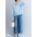 Cozy winter light blue knit sweat tops fashion long sleeve clothes