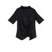 Classy Black High Neck asymmetrical design Cotton Tops Summer