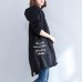 autumn new prints black casual coats oversize hooded back side open cardigans clothes