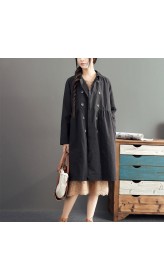 new fashion black cotton long outwear plus size high waist warm double breast trench coats