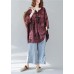 Bohemian v neck linen cotton summerclothes red prints Dresses shirts