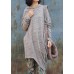 French bige Cotton tunic dressasymmetric tunic long sleeve Dresses