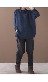 Women navy clothes For high neck thick plus size clothing knit sweat tops