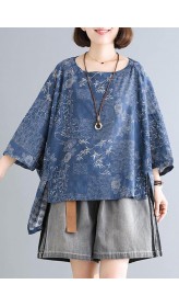 Simple chiffon tunics for women Organic Casual chiffon Print Dobby Blouse