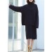 Set female 2019 large size turtleneck sweater suit skirt black two-piece long paragraph over the knee