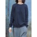 Oversized black gray knit blouse side open casual o neck sweaters