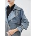 Stylish Light Blue Double Breast Oversized Denim Trench Coats Fall