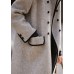 French Grey Double Breast Patchwork Woolen Trench Fall French Grey Double Breast Patchwork Woolen Trench Fall