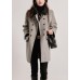 French Grey Double Breast Patchwork Woolen Trench Fall French Grey Double Breast Patchwork Woolen Trench Fall