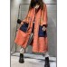 Handmade Orange Pockets Button Casual Fall Denim Long sleeve Coat Handmade Orange Pockets Button Casual Fall Denim Long sleeve Coat
