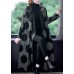 Boutique Black Patchwork Dot Print Loose Fall Long sleeve Coat Boutique Black Patchwork Dot Print Loose Fall Long sleeve Coat