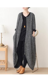 vintage gray woolen coats oversized Winter coat v neck asymmetric winter women coats