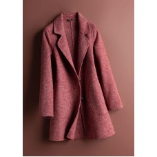 Unique rose plaid Fine tunics for women Neckline Notched pockets coat