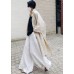 Casual Beige Peter Pan Collar Button Wrinkled Side Open Trench Coats Long Sleeve