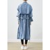 Art Light Blue Lapel Double Breast Denim Trench Coats Fall Art Light Blue Lapel Double Breast Denim Trench Coats Fall