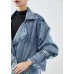 Art Light Blue Lapel Double Breast Denim Trench Coats Fall Art Light Blue Lapel Double Breast Denim Trench Coats Fall