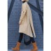 Elegant khaki Coat Women plus size medium length stand collar asymmetric coat