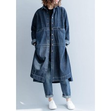 Chic side open Fine coats women denim blue loose jackets fall