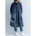 Chic side open Fine coats women denim blue loose jackets fall Chic side open Fine coats women denim blue loose jackets fall
