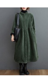 French blackish green corduroy coats Inspiration thick Cinched women coats ( Limited Stock)