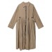 Loose lapel Cinched fine coats women black baggy coat