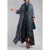 New plus size maxi coat fall denim black Notched Large pockets coat for woman New plus size maxi coat fall denim black Notched Large pockets coat for woman