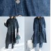 Chic side open Fine coats women denim blue loose jackets fall Chic side open Fine coats women denim blue loose jackets fall