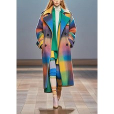 French Rainbow Oversized Double Breast Woolen Trench Fall