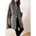 Fine Grey Plaid O-Neck Button Fall Woolen Three Quarter sleeve parka Fine Grey Plaid O-Neck Button Fall Woolen Three Quarter sleeve parka
