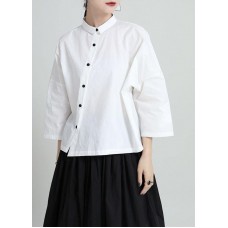 Fine White Peter Pan Collar Button Summer Blouse Tops